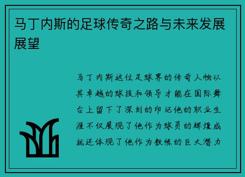 马丁内斯的足球传奇之路与未来发展展望